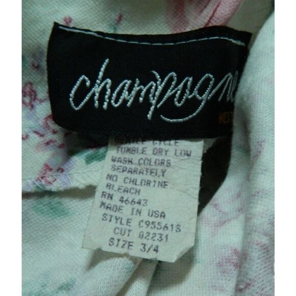 Champagne West Dress Size 3/4‎ Vintage 80s  Ivory Pink Floral Tier Skater Mini - Picture 10 of 12